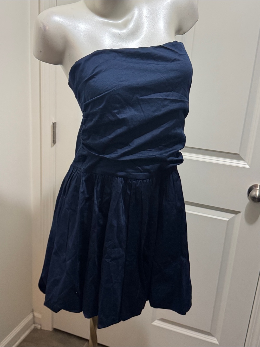Elegant Strapless Navy Blue Dress for Women